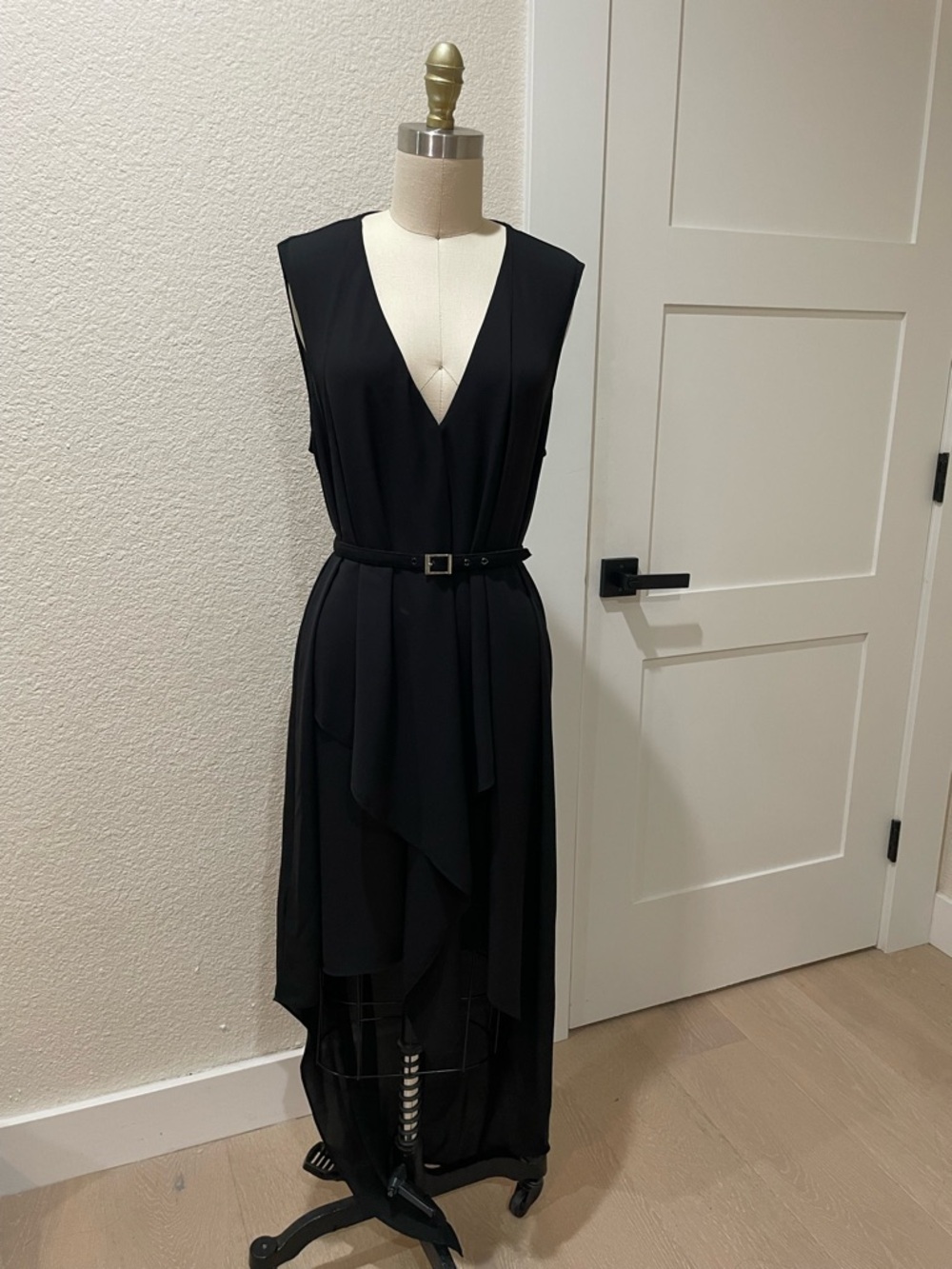 BCBG Asymmetric Layered Black Maxi Dress
